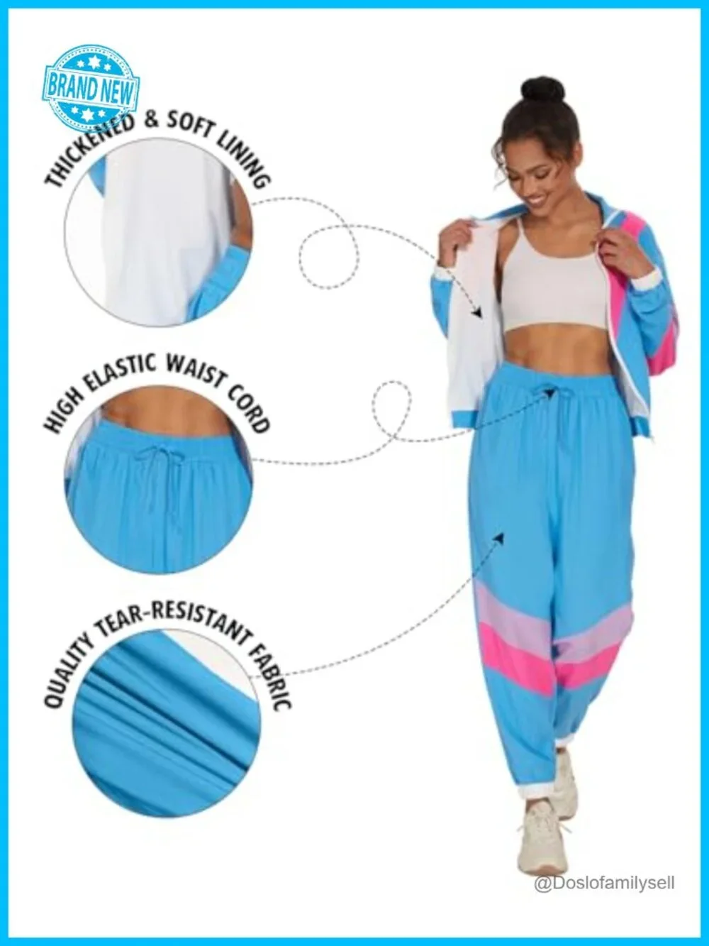 Color Block 2 Piece Windbreaker Jacket Tracksuit Set